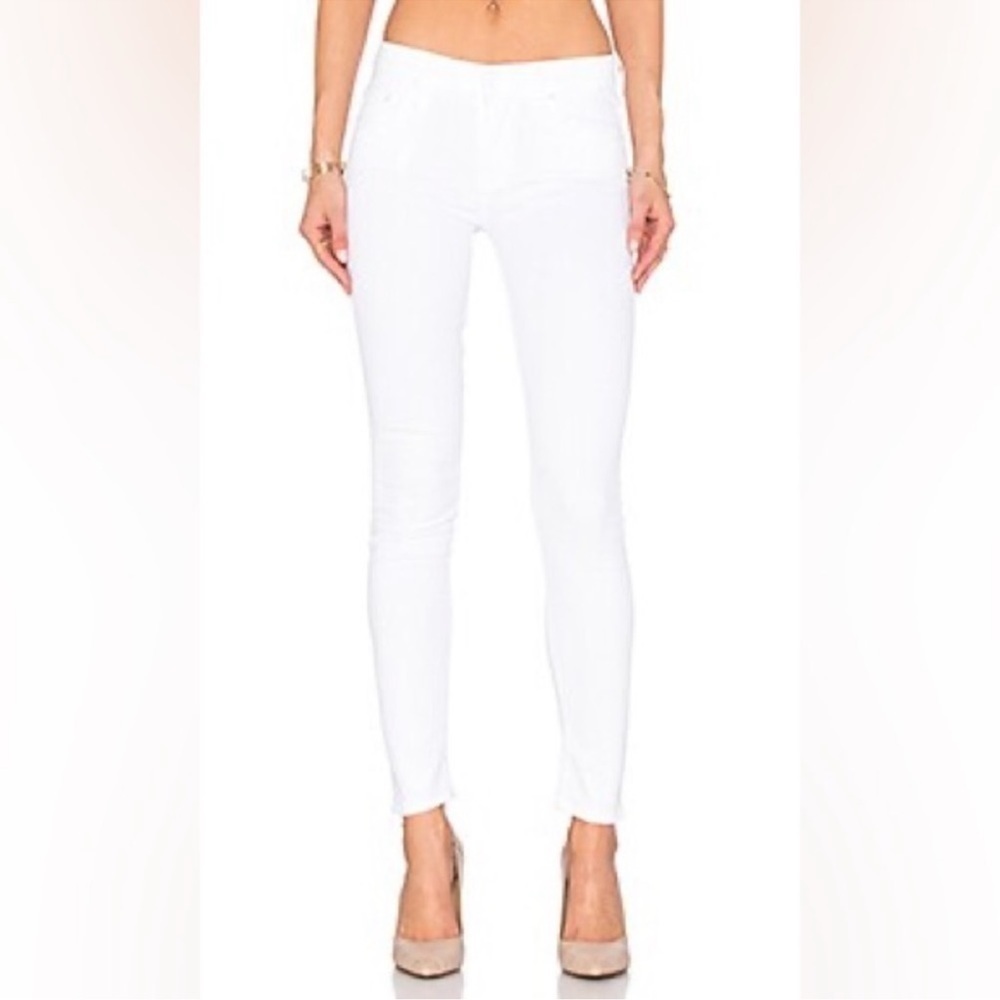 Mother White The Looker in Mirror Mirror Skinny Low Rise Jeans size 30